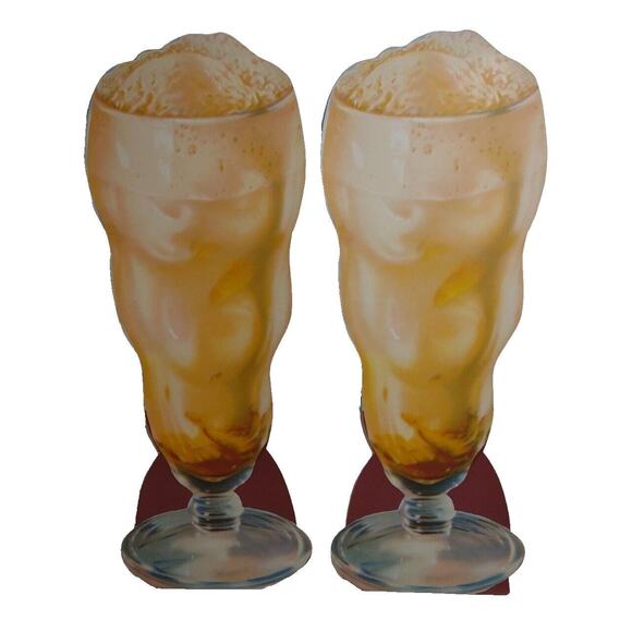 2 Orange Milk Shake Ice Cream Soda Floats Diecuts Pop Shop Original 1950s - Picture 1 of 2